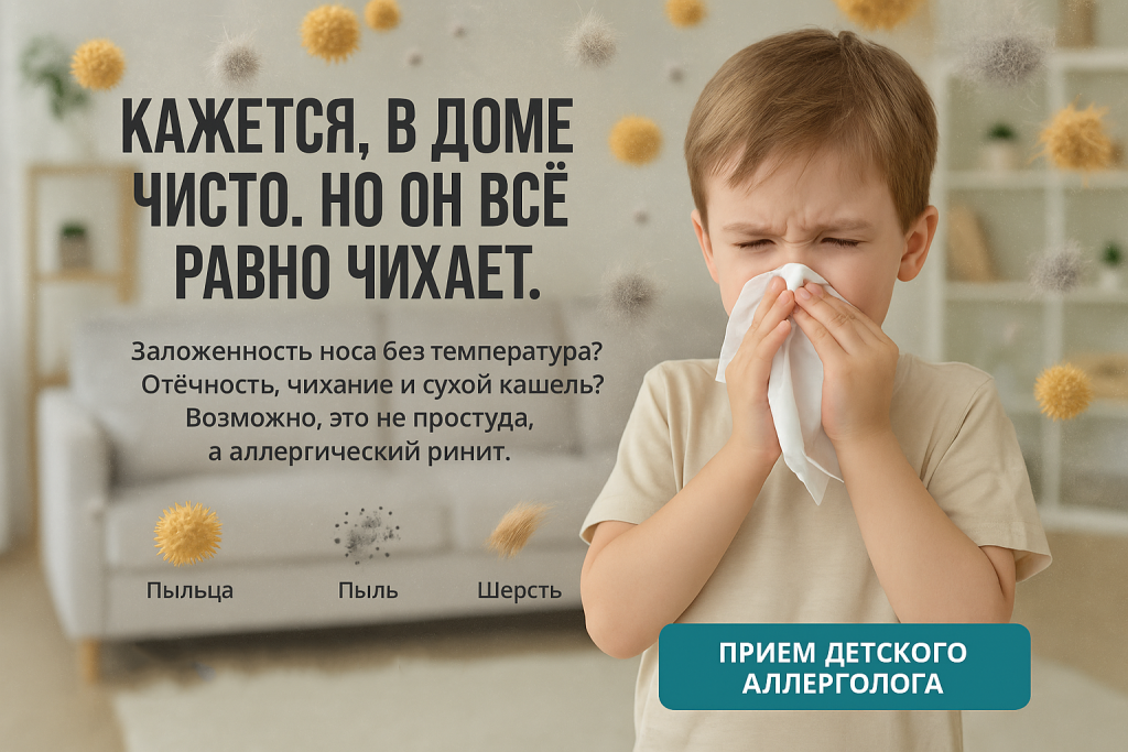 Ребёнок чихает, даже если дома чисто? Это может быть аллергический ринит. В клинике «Нефертити» (Хабаровск) детский аллерголог поможет выявить причину и подобрать лечение. Ребёнок чихает, даже если дома чисто? Это может быть аллергический ринит. В клинике «Нефертити» (Хабаровск) детский аллерголог поможет выявить причину и подобрать лечение.